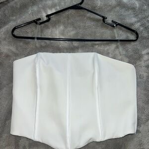 Kendall & Kylie White Strapless Corset Top
